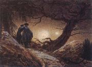 Caspar David Friedrich Two Men Looking at the Moon oil painting reproduction
